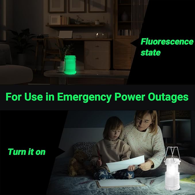 KUNHE 2 Pack LED Glow-in-The-Dark Camping Lanterns Battery Powered (Includes 6 AA Batteries) 350 Lumens IPX4 Water Resistant Portable Lights for Emergency Hurricane Storms and Outages