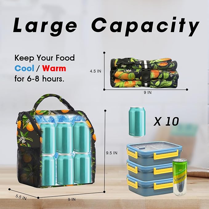 VLM Lunch Box for Women, Insulated Lunch Bag Women with Adjustable Shoulder Strap, Cute Lunch Tote Bag for Work,Picnic,Camping
