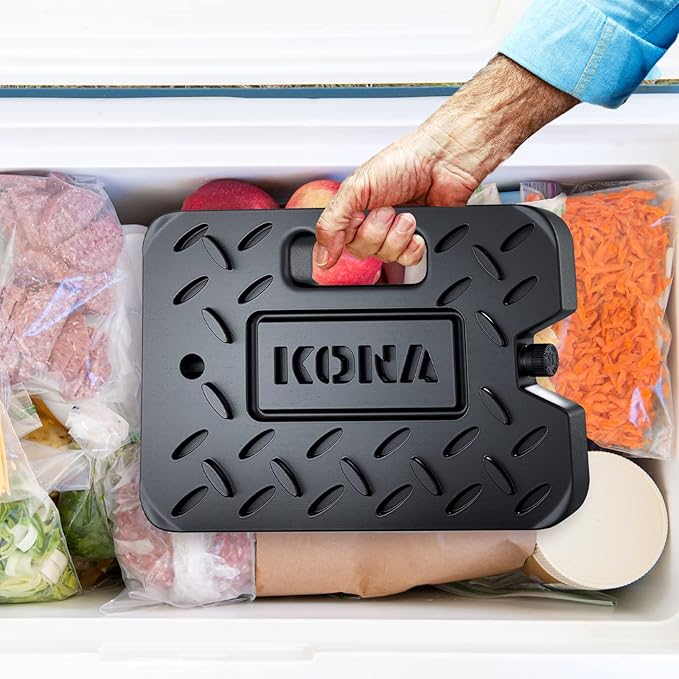 Kona Black/Ice Large Ice Packs for Coolers - Long Lasting Design - Refreezable Reusable Cooler Ice Pack (2)