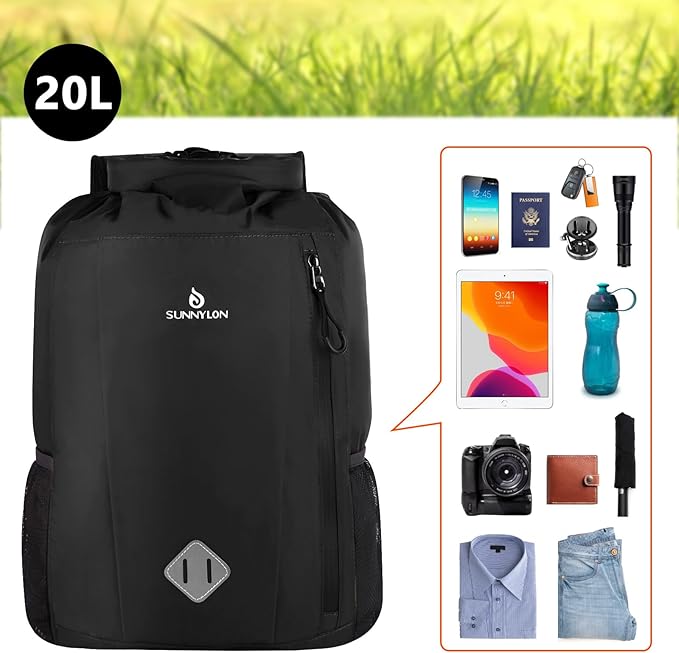 Dry Bag Backpack, 20L Dry Bag Waterproof with Waist Pouch and Phone Case,Roll top Dry bag for kayaking,Marine dry bag for Kayaking, Beach, Rafting, Boating, Hiking, Camping and Fishing