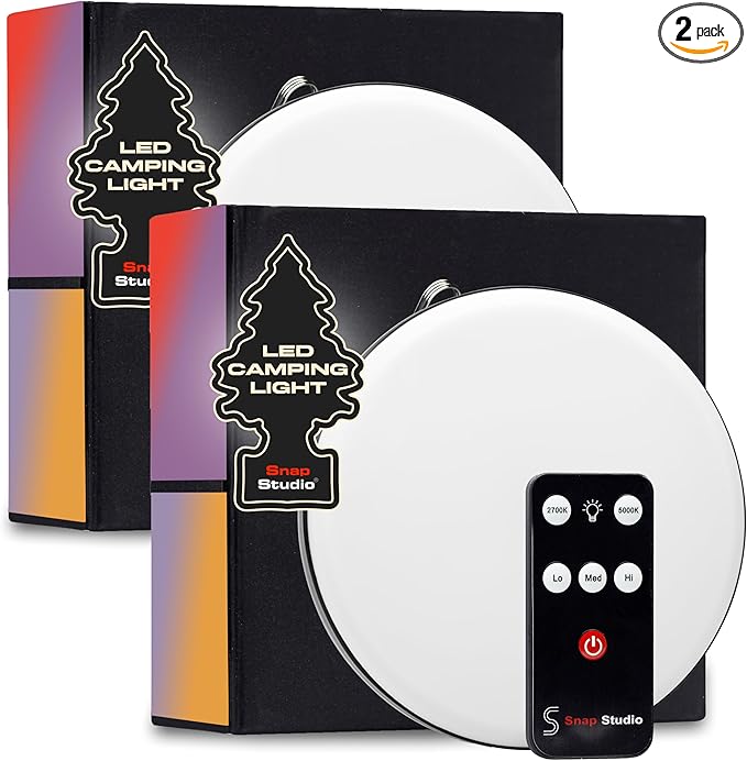 Portable LED Hanging Tent Lights for Camping - Splash Proof IP44 Rated Solar Camping Light Rechargeable - ABS Water Resistant Canopy Lights Outdoor - Chrome Hook for Hanging Downlight - Pack 2