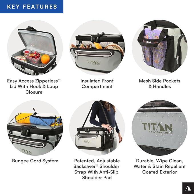 Arctic Zone Titan Deep Freeze Cooler - Zipperless Hardbody Cooler - Small & Large Capacity- Beach & Camping Cooler - Deep Freeze Insulation, HardBody Liner, and SmartShelf