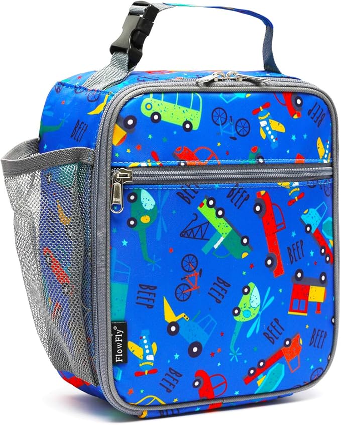 FlowFly Kids Lunch box Insulated Soft Bag Mini Cooler Back to School Thermal Meal Tote Kit for Girls, Boys, Car