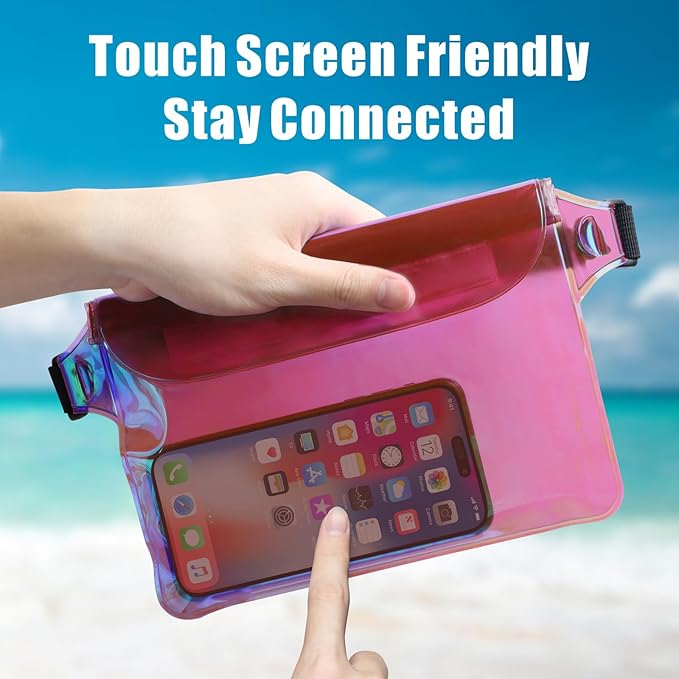 F-color Waterproof Fanny Pack - Waterproof Phone Pouch with Waist Strap - Cruise Essentials 2025 Must Haves Waterproof Pouch Dry Bag Keep Phone Valuables Safe for Beach Kayaking Boating Fishing