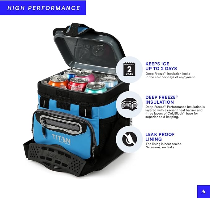 Arctic Zone Titan Deep Freeze Cooler - Zipperless Hardbody Cooler - Small & Large Capacity- Beach & Camping Cooler - Deep Freeze Insulation, HardBody Liner, and SmartShelf