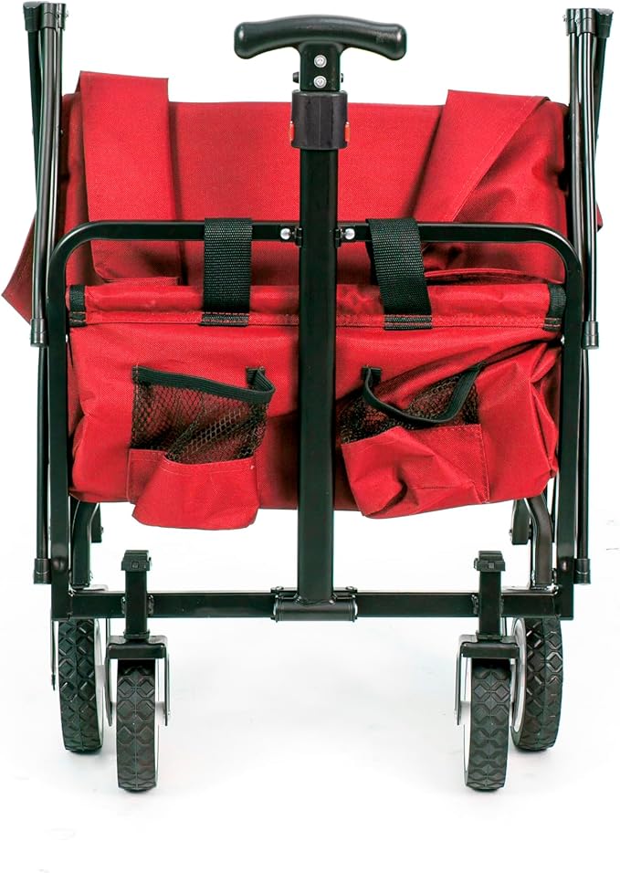 MACSPORTS Lightweight Collapsible Folding Outdoor Utility Wagon, Weight Capacity 150 LBS, Red