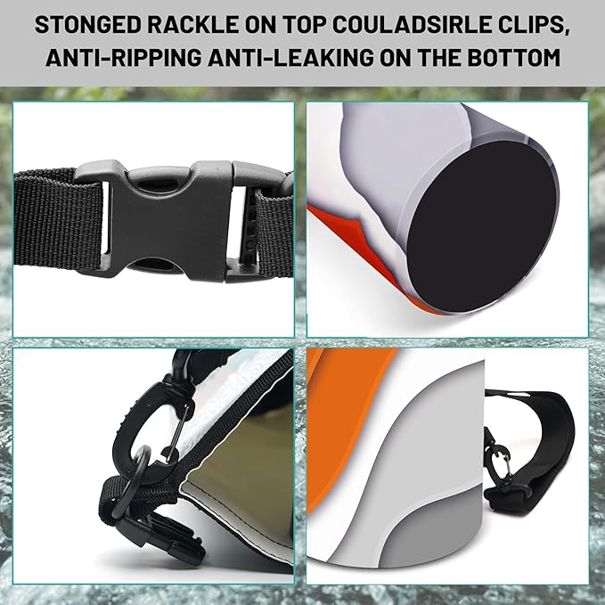 Waterproof Dry Bag,Roll Top Orange Gray Geometric Modern Waterproof Backpack 5L/10L/20L Floating and Lightweight Bags for Kayaking, Boating, Fishing, Swimming and Camping with Waterproof Phone Case