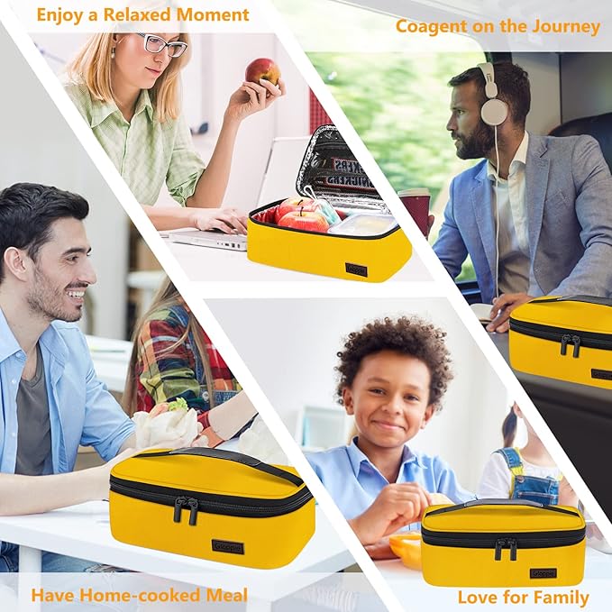 Gloppie Mini Lunch Box Small Kids Lunch Bag Compact LunchBox Bag, CPC Certified | Child-Safe Materials, Insulated LunchBag Reusable Sandwich Containers Snack Box, Yellow