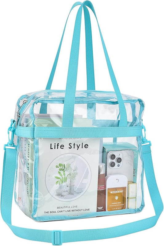 USPECLARE Clear Tote Stadium Approved, Security Travel & Gym Clear Bag for Work Sports Games Concerts