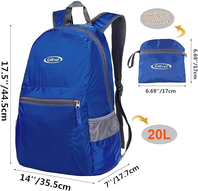 G4Free 20L Lightweight Packable Backpack Travel Hiking Daypack Foldable Backpack for Men Women