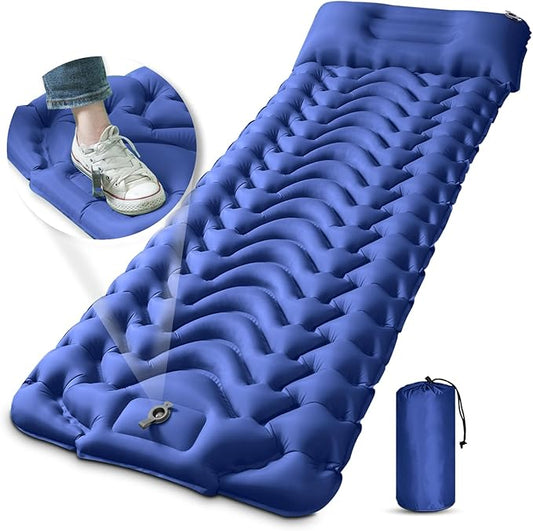 MEETPEAK Sleeping Pad, Extra Thickness 4 Inch Inflatable Camping Sleeping Mat with Pillow Built-in Foot Press, Compact Ultralight Camping Air Mattress for Backpacking, Hiking, Tent