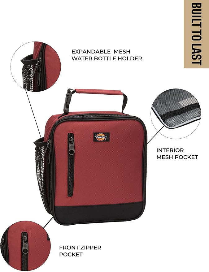 Dickies Basic Insulated Lunch Bag for Work, Thermal Reusable Office Lunch Box for Men, Women (Bloodstone)