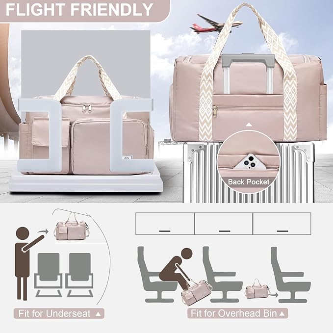 Small Gym Bag for Women, Travel Duffle Bag Carry On Weekender Bag with Shoe Compartment