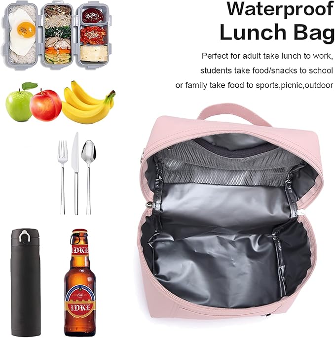 NOL Natural Organic Lifestyle Insulated Lunch Bags for Women Cooler Bag Lightweight Nylon Waterproof Lunch Box For Work