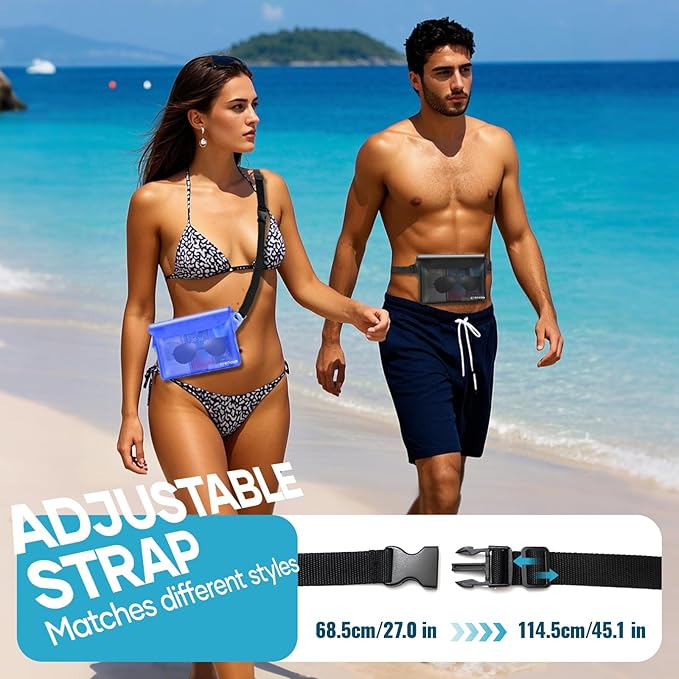 Waterproof Bag for Beach, Sandproof Fanny Packs for Women, Waterproof Pouch for Phone Passport Purse, Floating Dry Bags for Cruise Travel Water Park Boating Fishing Diving Surfing Kayaking Accessories