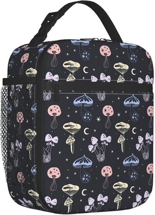 Space Mushrooms Lunch Box Reusable Insulated Lunch Bag Thermal Cooler Tote For Boys Girls Teen School Men Women Picnic Travel Hiking