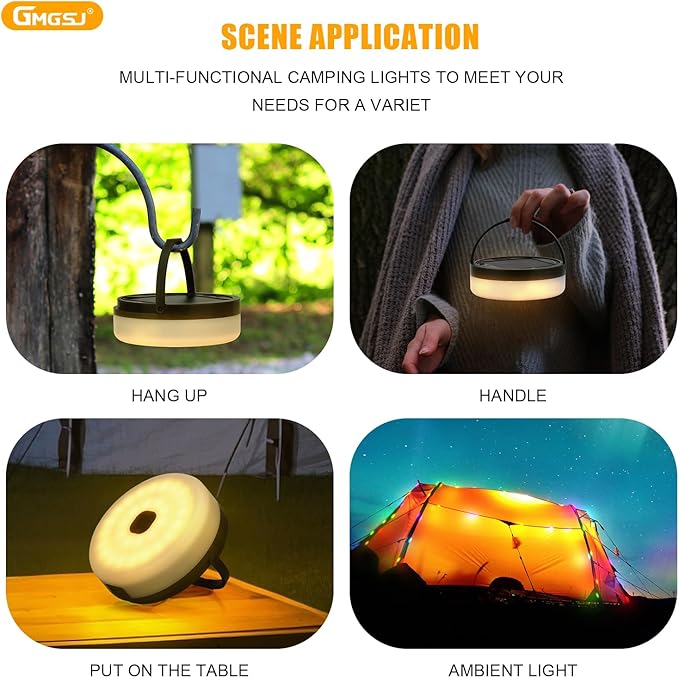 Solar Camping String Lights,40.45FT Fairy String Lights with 10 Lighting Modes,Portable Waterproof Camping Lamp with Remote Control,Solar Power and USB Rechargeable Camping Lights for Yard Hiking