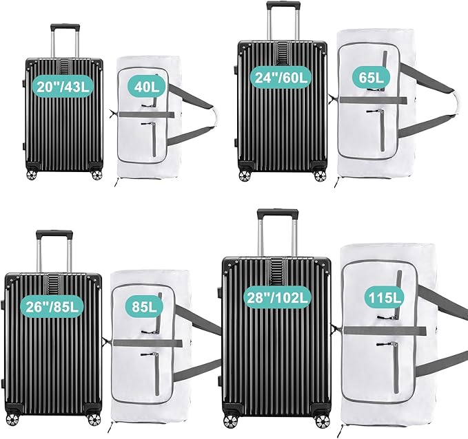 Dimayar 85L Travel Duffle Bag for Men Women - Foldable Duffel Bag with Shoes Compartment - Overnight Bags Waterproof & Tear Resistant(White)