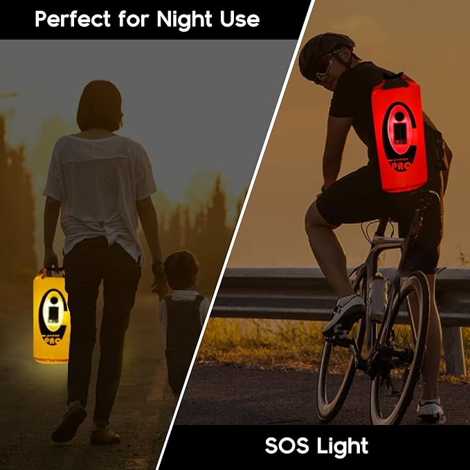 Dry Bag Waterproof with Solar Bluetooth Speaker & Light - 10L/20L Roll Top Dry Sack Keeps Gear Dry for Men Women Kayaking, Beach, Rafting, Boating, Hiking, Camping and Fishing