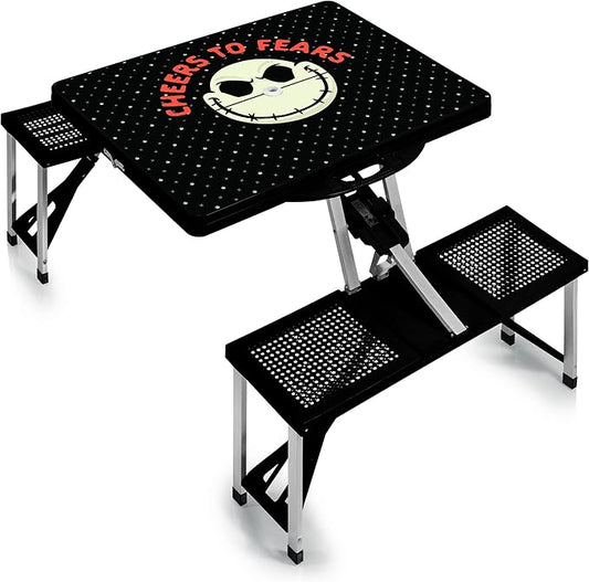 Picnic TIME Disney Minnie Mouse Folding Picnic Table, Camping Table, Outdoor Table with Umbrella Hole, (Red)