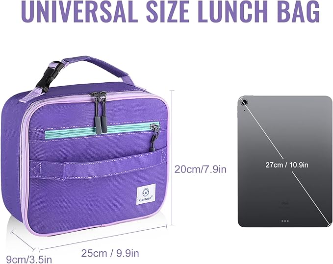 Genteen Lunch Box Lunch Bag for Kids Girls,Insulated Lunch Bag Women,Reusable Lunchbox for School,Work,Outdoor (Purple)