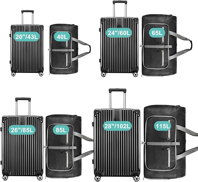 Dimayar Travel Duffle Bag for Men Women - Foldable Duffel Bag with Shoes Compartment - Overnight Bags Waterproof & Tear Resistant(85L,Black)