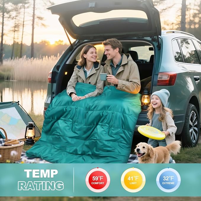 AGEMORE Cotton Flannel Double Sleeping Bag for Camping, Backpacking Or Hiking. Queen Size 2 Person Waterproof Sleeping Bag for Adults Or Teens. Lightweight with Compression Sack