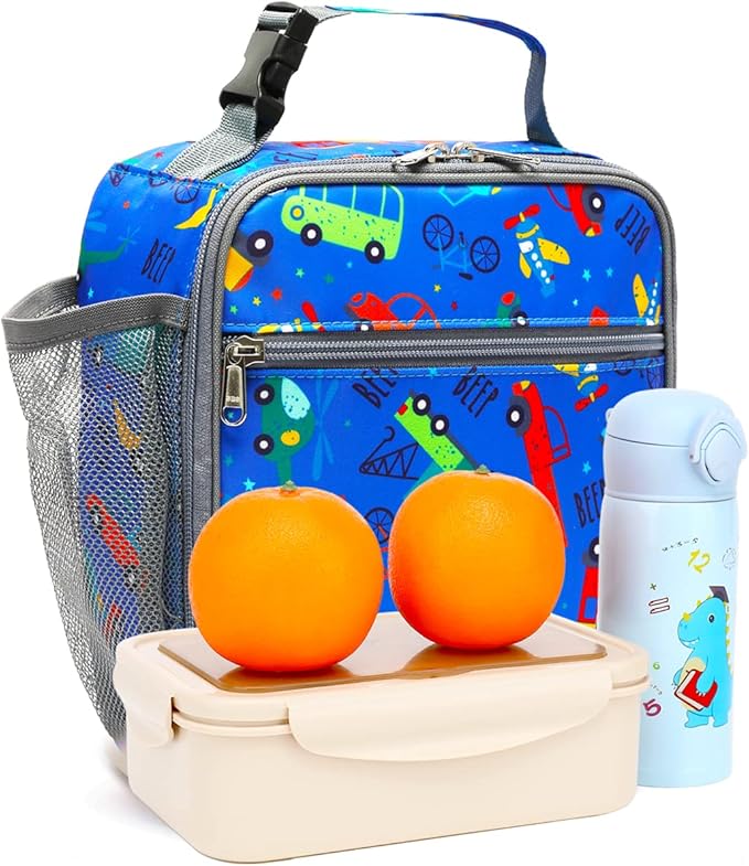 FlowFly Kids Lunch box Insulated Soft Bag Mini Cooler Back to School Thermal Meal Tote Kit for Girls, Boys, Car