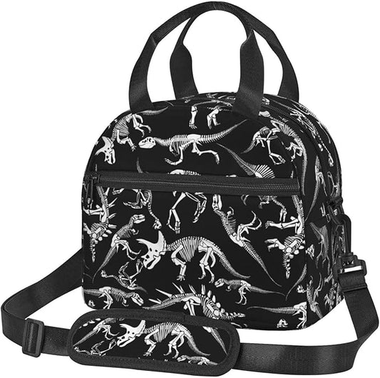 bassyil Dinosaur Insulated Lunch Bag Reusable Lunch Box With Adjustable Shoulder Strap Cooler Tote Bag For Men Women