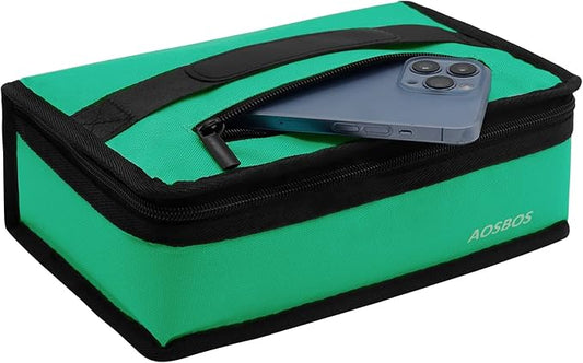 Aosbos Small Lunch Bag Insulated Lunch Box for Men Women Portable Mini Cooler Bags Compact Soft Lunch Tote Thermal Lunch Pail Lunchbox Reusable Meal Prep Container Cool Green