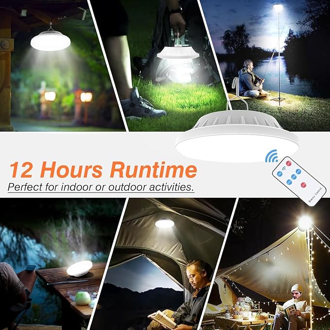 Solar Camping Lanterns Remote Tent Light - 4000LM Portable LED Camping Light Hanging IPX4 Waterproof USB Rechargeable Lantern for Camping, Hiking, Power Failure, Hurricane (120 LEDs)