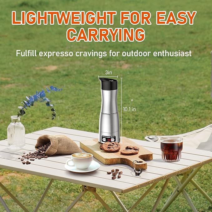 12V Coffee Maker for Car, Portable Coffee Maker with 24V for Truck, Stainless Steel Self-Heating 150ml Car Espresso Machine for Camping, RV, Travel