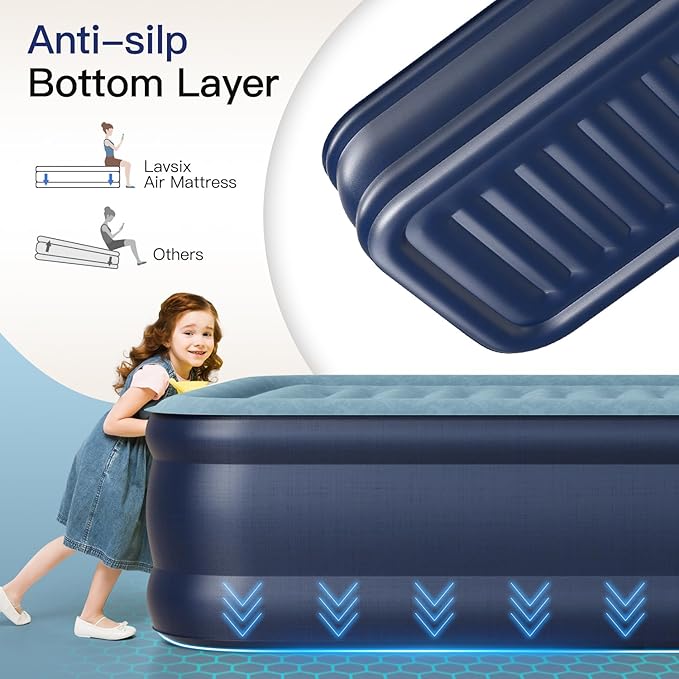 Twin Air Mattress 20” Top Pillow with Built in Pump, 2 Mins High Speed Inflation Luxury Auto Stop Pump Blow Up Mattress Comfort Air Bed, Colchones Inflables
