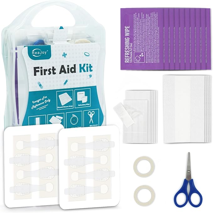 25 PCS First Aid Kit, Wound Closure Strips, Emergency Wound Closure Device Without Stitche, 4 Strips x2, First Aid Supplies Kit at Home Outdoors Sports