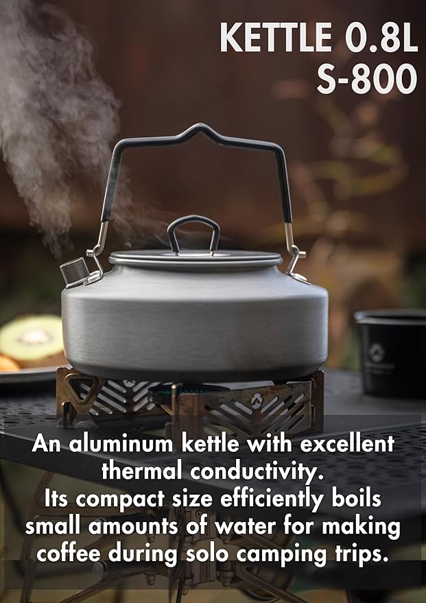 CAMPINGMOON 0.8L Camping Kettle Coffee Tea Pot Portable Ultra-Light S800