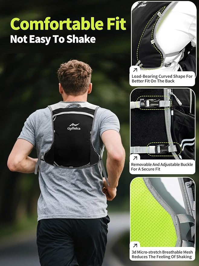 Hydration Backpack, Lightweight Breathable Reflective Pack Adjustable Chest Straps for Running, Marathons, Cycling, Hiking, Trail Vest