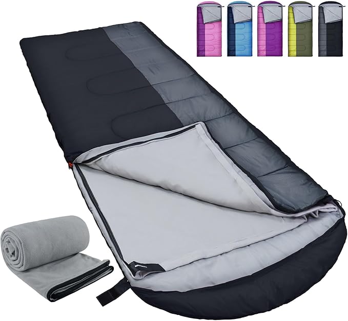 XL 10 Degree Sleeping Bags Waterproof for Adults 350GSM Machine Washable with Compression Sack for 3-4 Season Camping Outdoor