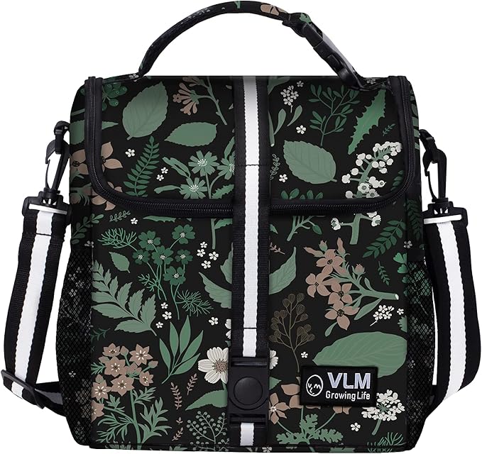 VLM Lunch Box for Women, Insulated Lunch Bag Women with Adjustable Shoulder Strap, Cute Lunch Tote Bag for Work,Picnic,Camping