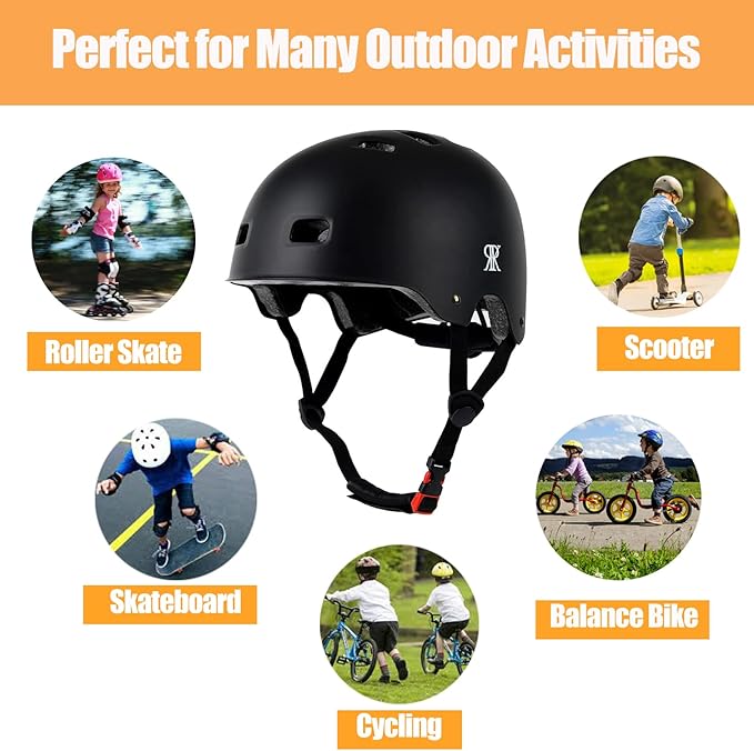 Youth Kids Bike Helmet, Skateboard Bicycle Helmet for Age 5-8-10-12-14 Teen Boys Girls Adjustable and Multi-Sport for Scooter Roller/Inline Skate
