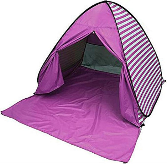 YBK Tech New Stripe Style Automatic Pop Up Beach Tent UV Protection Instant Portable Quick Cabana Sun Shelter for 2-3 Persons (Pink)
