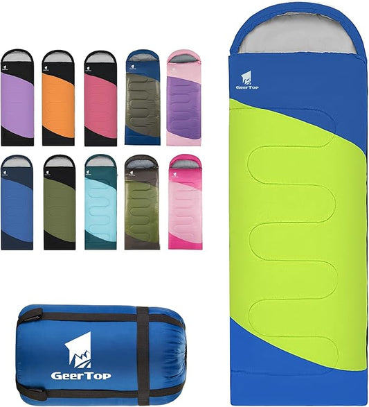 GEERTOP Backpacking Sleeping Bag for Camping, Lightweight Sleeping Bags for Adults Kids Summer Warm Cold Weather Hiking Travel
