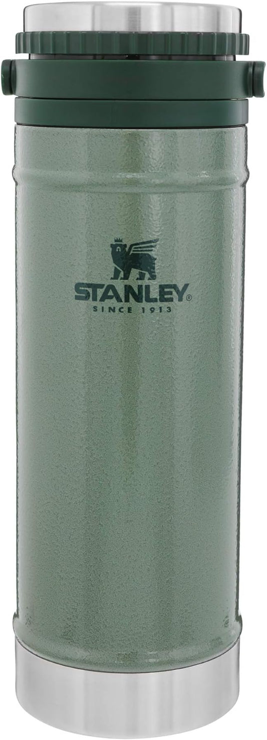 Stanley Travel Mug with Integrated French Press 16 oz | 5 Minute Brew, 4 Hours Hot,Leakproof Lid | Mesh Filter for Coffee Grounds | Insulated Stainless Steel Coffee Maker | BPA-Free | Hammertone Green