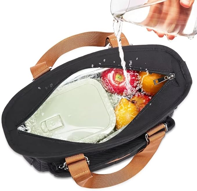 Lunch Bag Lunch Box Women - Leakproof Insulated Lunch Cooler Bag for Women - Large Lunch Tote Bags Adults, Brown Black