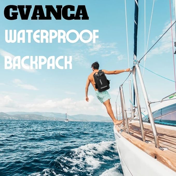 Waterproof Roll Top Kayak Dry Backpack, Floating Outdoor Dry Sack Boating Sailing Canoeing Rafting Fishing Camping 35L Black