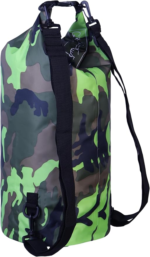 Waterproof Dry Bag Combo 5-30L Roll Top Dry Storage Bag Backpack for Kayaking Boating Beach Camping Travel Fishing, w/Phone Case & Collapsible Water Bottle & Sunglasses & Ear Band,Green 20L