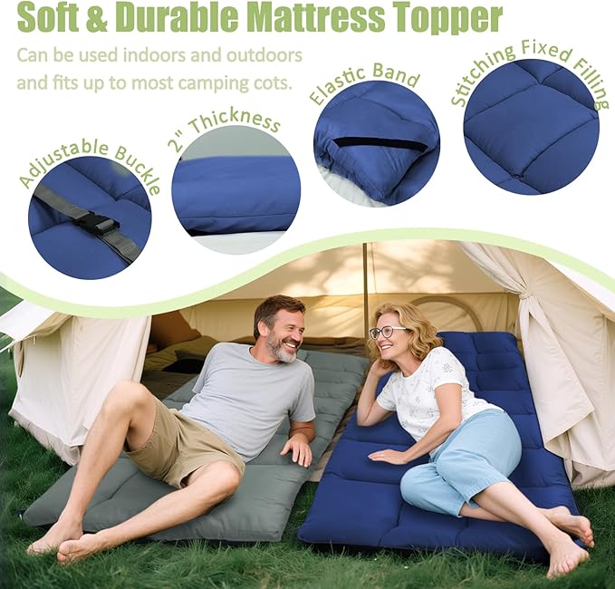 Tuphen Cot Mattress Pad-Cot Pads for Camping, Cot Mattress Topper, Camping Mattress Sleeping Pad 75"x30" Soft Lightweight Quilted Pads for Camp Cot/RV Bunk/Narrow Twin Beds