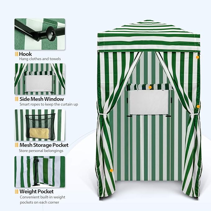 EAGLE PEAK Flex Ultra Compact 4x4 Pop-up Canopy, Sun Shelter, Changing Room, Portable Privacy Canopy Cabana for Pool, Fashion Photoshoots, or Camping, 4x4 ft, Green/White