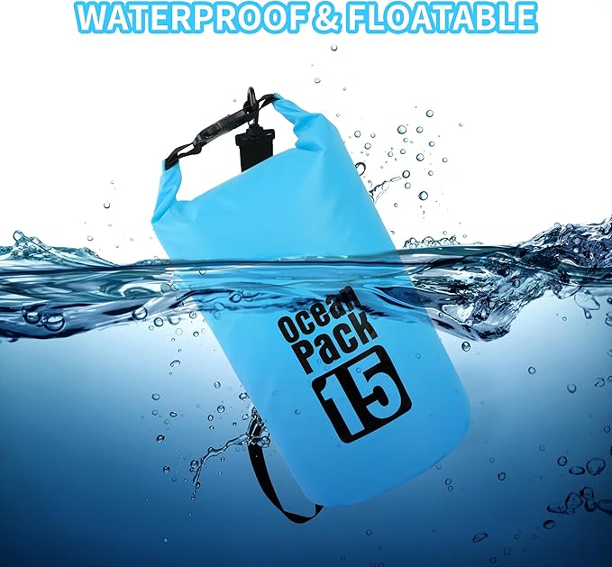 Dry Bag Waterproof for Women Men,20L Rolled Lightweight Dry Storage Bag Backpack with Phone Case for Travel,Swimming,Boating, Kayaking,Camping & Beach,Lake Blue