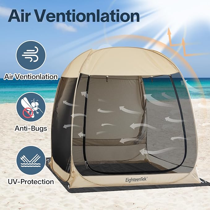 All Weather Camping Screen Tent/SUV Tent, Outdoor Pop Up Tent for Camping with Shelter Mesh & Waterproof PVC, Instant Tent Screen House Portable for Car SUV Van Camping