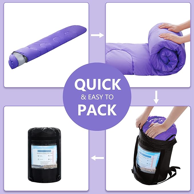 Sleeping Bags for Adults,Kids & Girls-Warm & Cold Weather Lightweight Waterproof Sleeping Bag Backpack with Compact Bag,Great for 3-4 Seasons Hiking,Camping and Outdoor Mountaineering